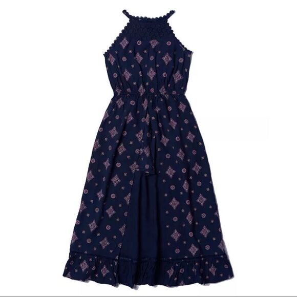 ✨2xHP✨Print High Neck Challis Walkthrough Dress✨ - Picture 2 of 6